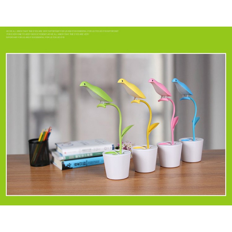 Bird Shape Rechargeable Dimmable LED USB Table Desk Lamp Light - Pink-5