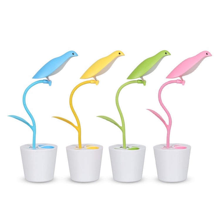 Bird Shape Rechargeable Dimmable LED USB Table Desk Lamp Light - Pink-7