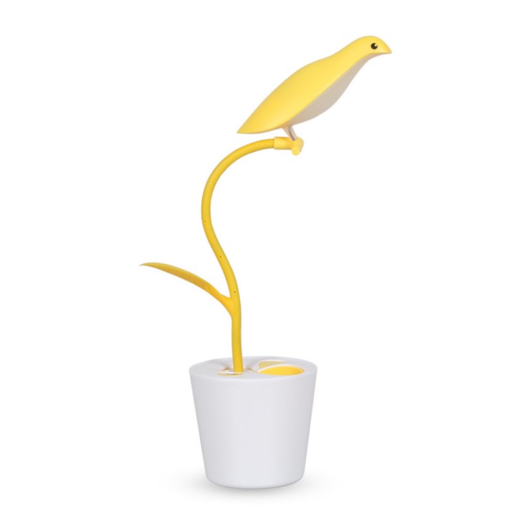 Bird Shape Rechargeable Touch-sensitive Dimmable LED USB Table Desk Lamp Light - Yellow-1