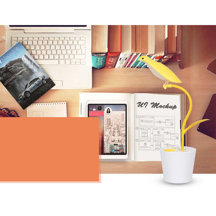 Bird Shape Rechargeable Touch-sensitive Dimmable LED USB Table Desk Lamp Light - Yellow-2