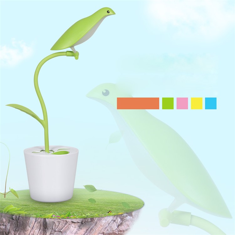 Bird Shape Rechargeable LED USB Table Light with Pen Holder - Green-1