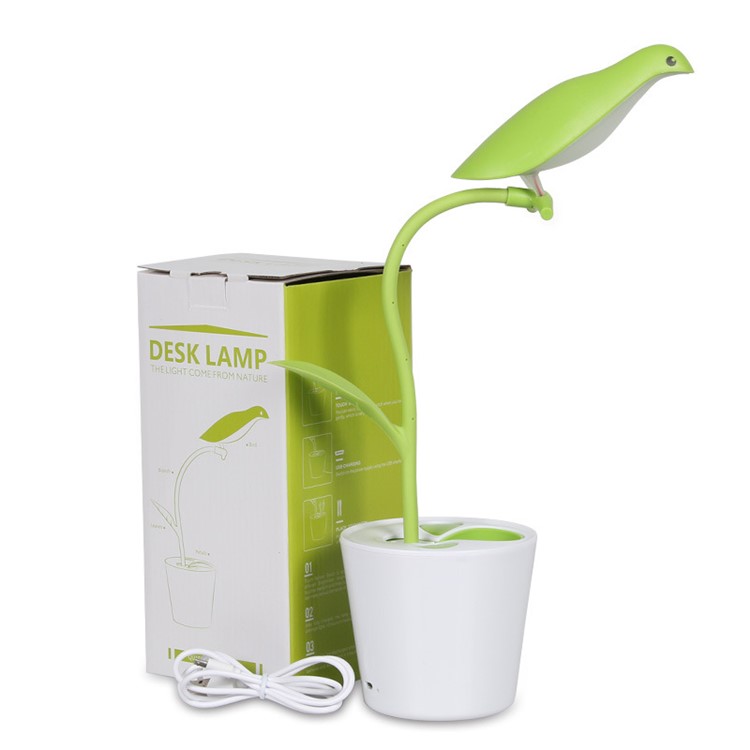Bird Shape Rechargeable LED USB Table Light with Pen Holder - Green-3
