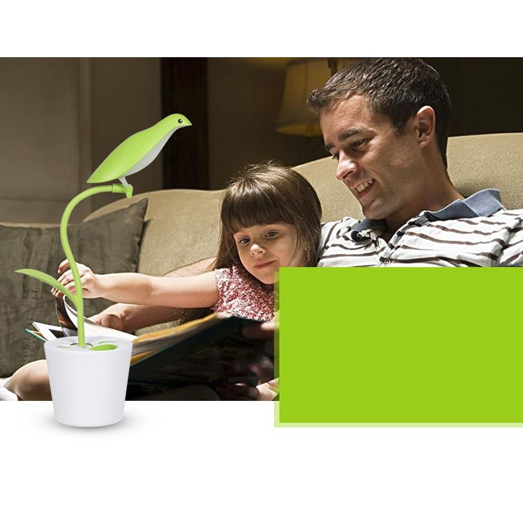 Bird Shape Rechargeable LED USB Table Light with Pen Holder - Green-4