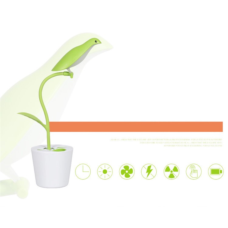 Bird Shape Rechargeable LED USB Table Light with Pen Holder - Green-6