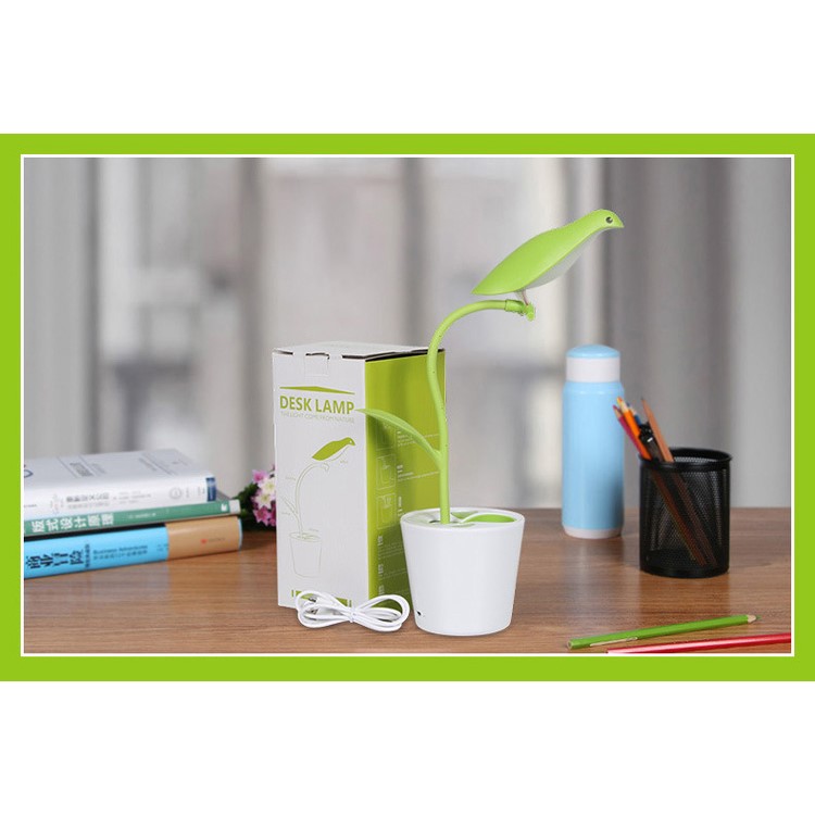 Bird Shape Rechargeable LED USB Table Light with Pen Holder - Green-8