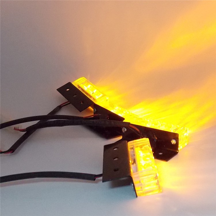12V Yellow 4 x 3-LED Strobe Light Flash Warning Car Truck Lamp with Modes Controller-5