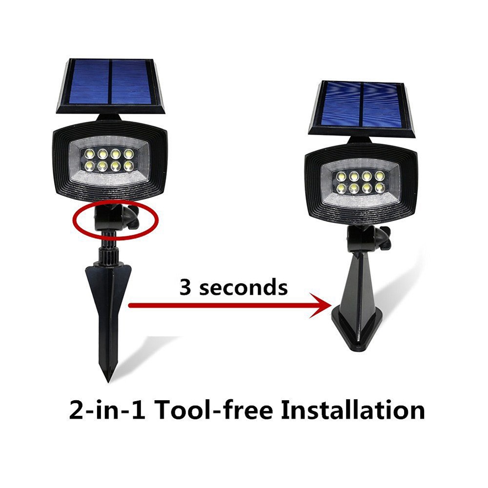 8-LED 400 Lumen Solar Spotlight Outdoor Landscape Light IP44 Waterproof Wall-mount/In-ground-2