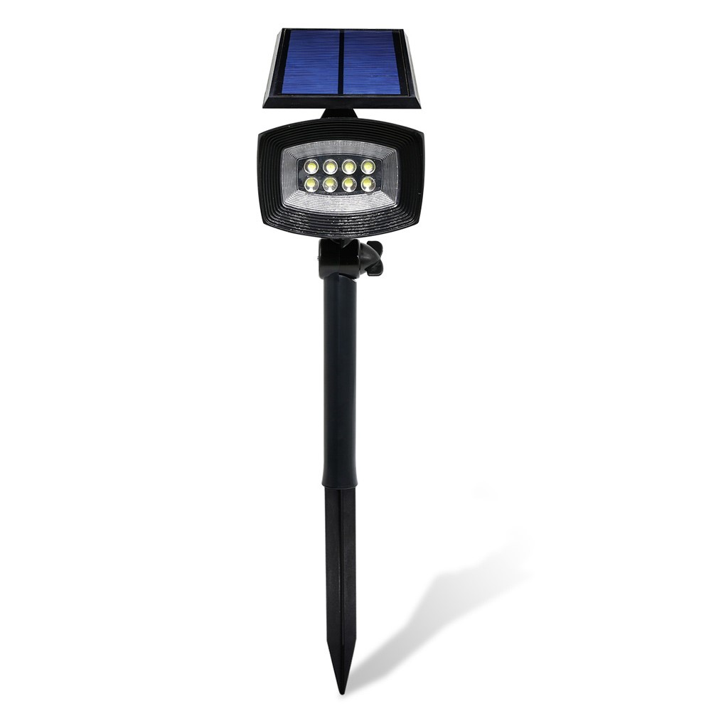 8-LED 400 Lumen Solar Spotlight Outdoor Landscape Light IP44 Waterproof Wall-mount In-ground White Light