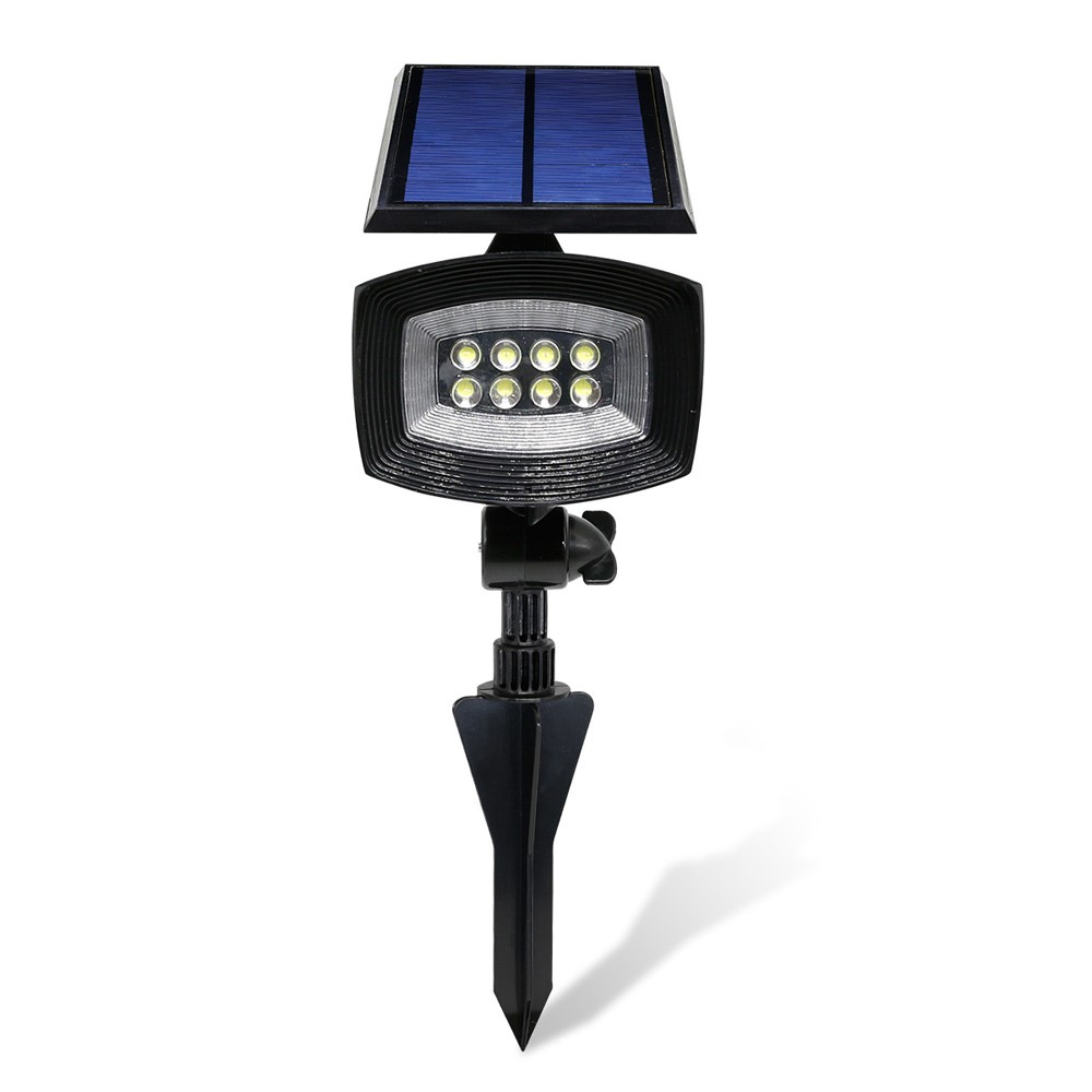 8-LED 400 Lumen Solar Spotlight Outdoor Landscape Light IP44 Waterproof Wall-mount In-ground White Light