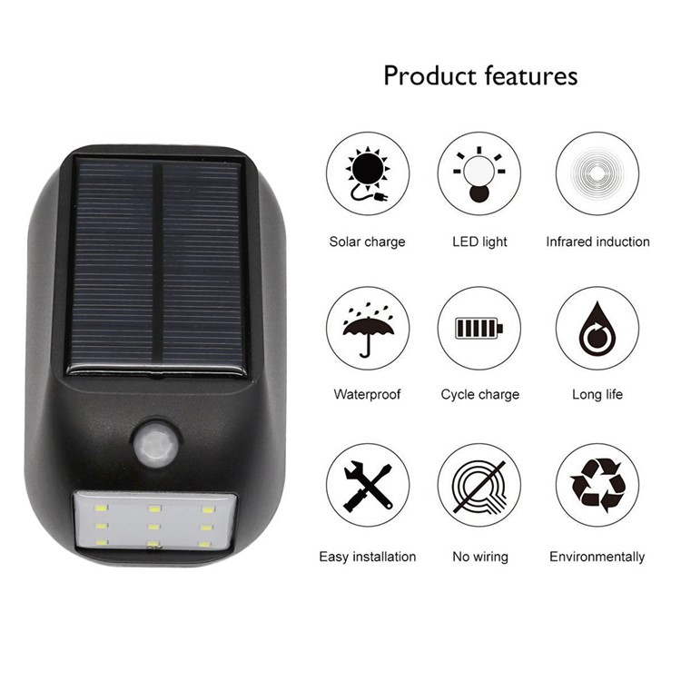 9-LED Solar Panel Powered Motion Sensor Lamp Outdoor Light for Driveway Path-1