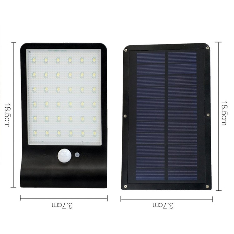 Outdoor 36-LED Solar Powered Motion Sensor Light Waterproof Spotlight Wall Light - Black-8