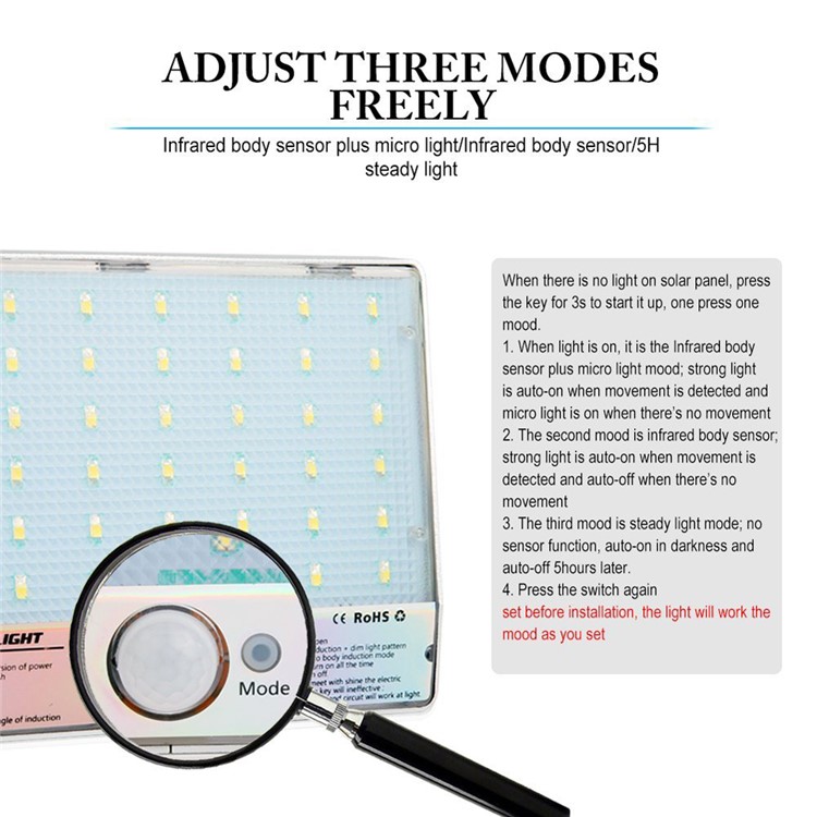 Super Bright 48 LED Solar Powered Waterproof Motion Sensor Wall Light for Outdoor Garden Path-5