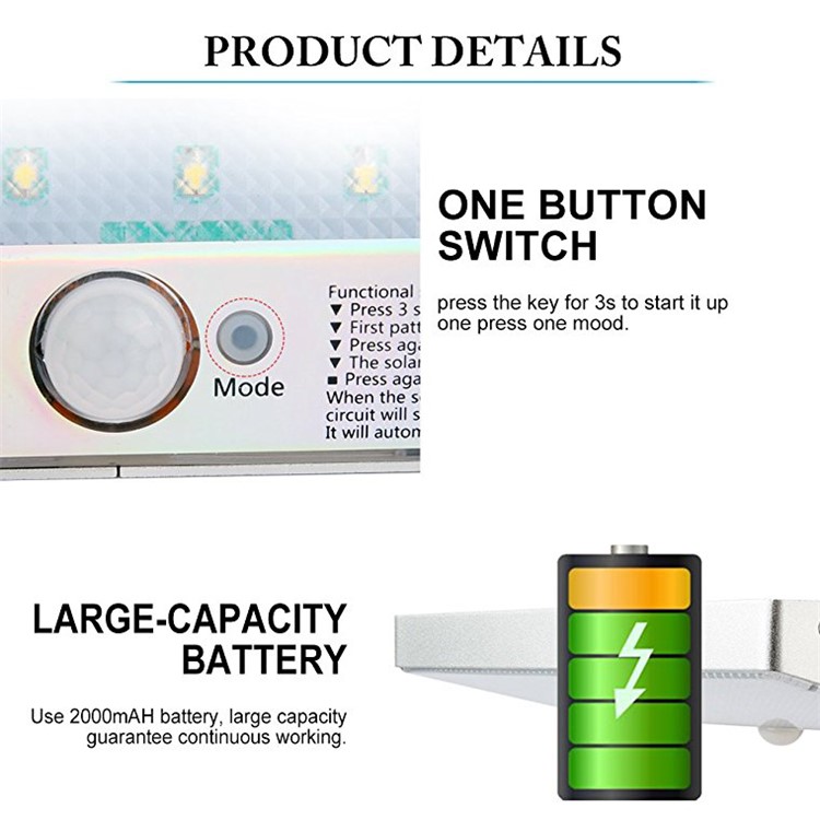 Super Bright 48 LED Solar Powered Waterproof Motion Sensor Wall Light for Outdoor Garden Path-6