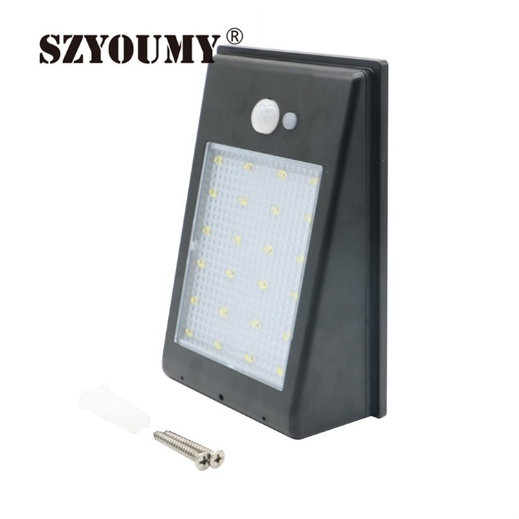 400LM 24-LED Solar Power PIR Motion Sensor Light Garden Wall Lamp - Black-2