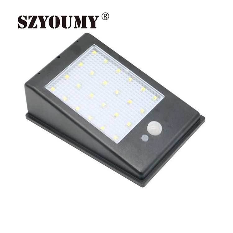 400LM 24-LED Solar Power PIR Motion Sensor Light Garden Wall Lamp - Black-4