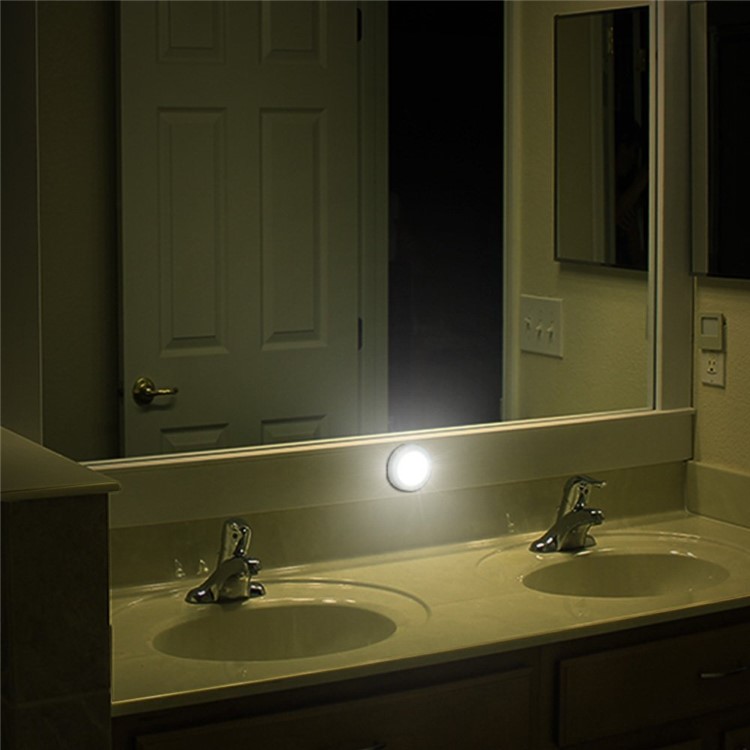 Battery-Powered PIR Sensor Activated LED Wall Sconce Night Light Auto On/Off - White-7
