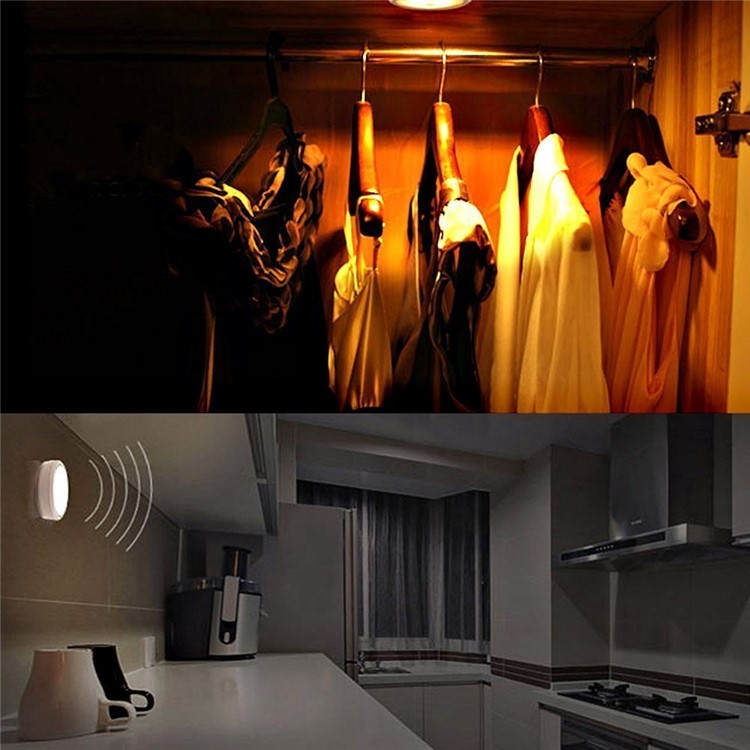 Battery-Powered PIR Sensor Activated LED Wall Sconce Night Light Auto On/Off - White-8