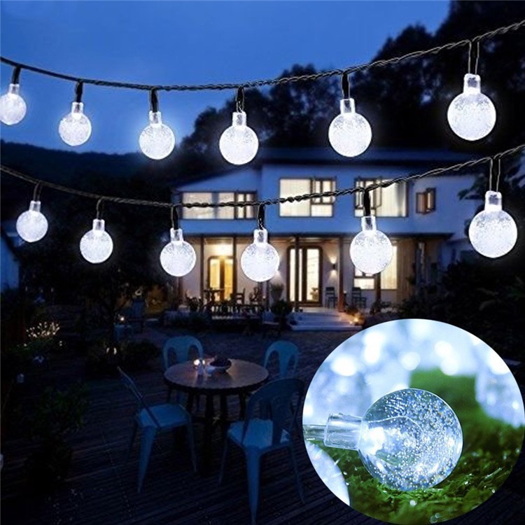 Solar Power 4.8M 30-LED Outdoor Decorative String Lights for Christmas Party - Bubble Ball / White-12