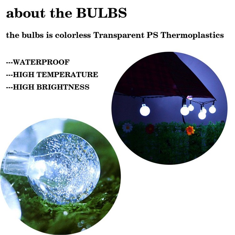 Solar Power 4.8M 30-LED Outdoor Decorative String Lights for Christmas Party - Bubble Ball / White-5