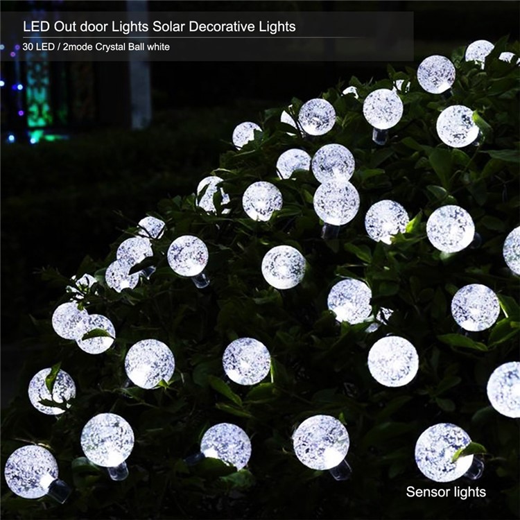 Solar Power 4.8M 30-LED Outdoor Decorative String Lights for Christmas Party - Bubble Ball / White-6