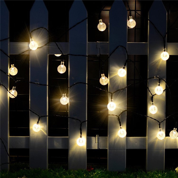 Solar Power 4.8M 30-LED Outdoor Decorative String Lights for Christmas Party - Bubble Ball / White-9
