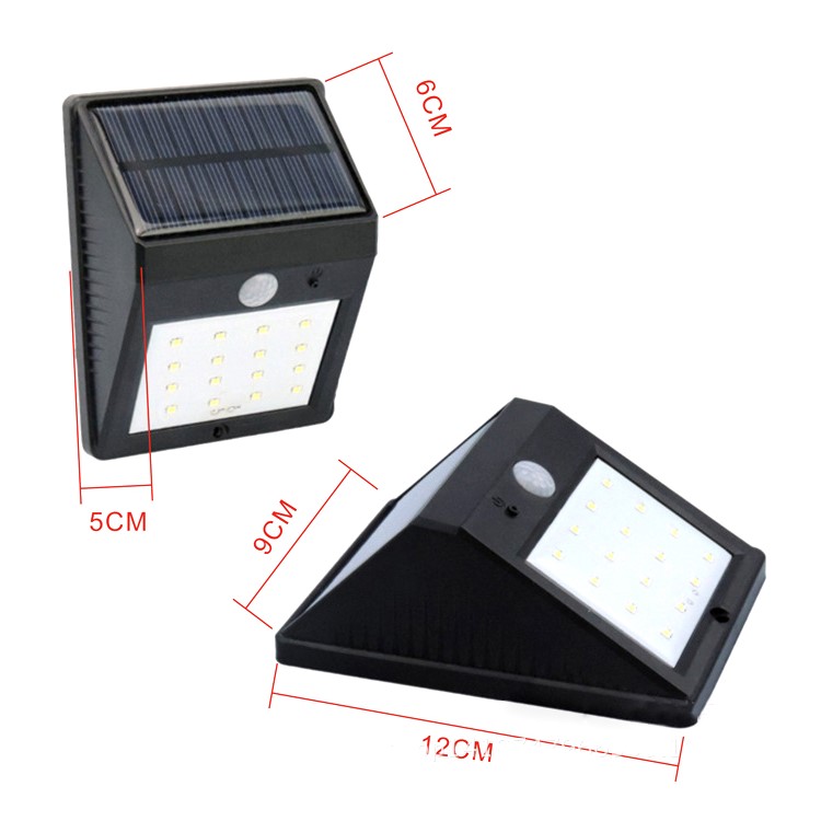 16 LED Solar Powered Motion Sensor Light Waterproof Wall Lamp Triangle Shape-6