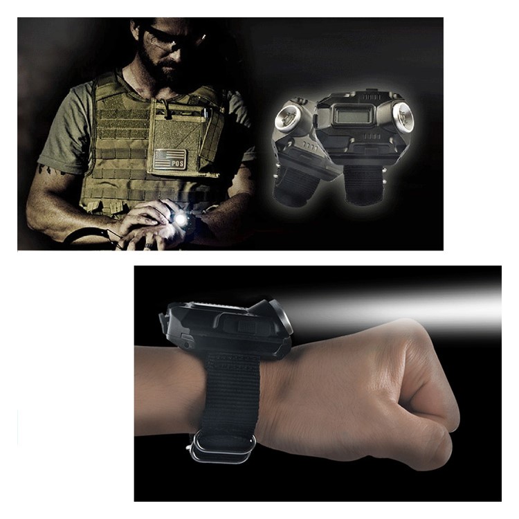 Outdoor Rechargeable LED Flashlight 200LM Torch Wrist Watch-6