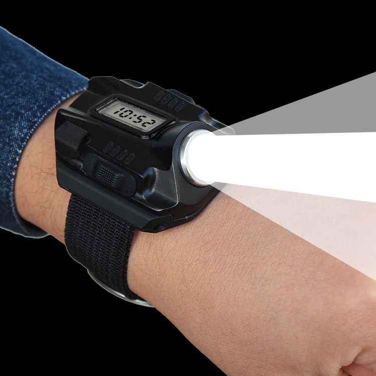Outdoor Rechargeable LED Flashlight 200LM Torch Wrist Watch-8