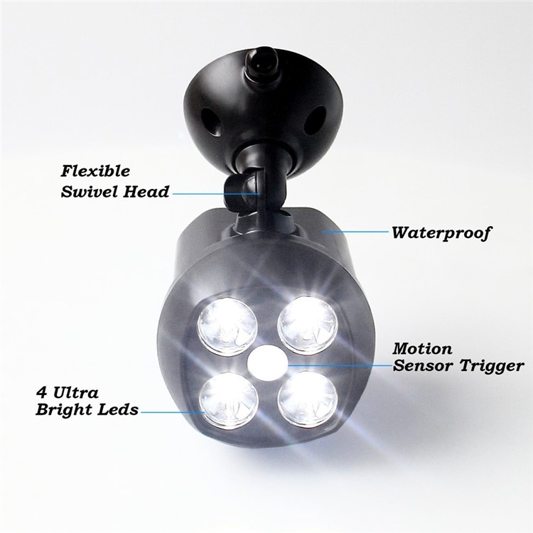 4 LEDs Sensor Outdoor Batteries Powered Wall Light Waterproof Motion Sensor Security Light-5