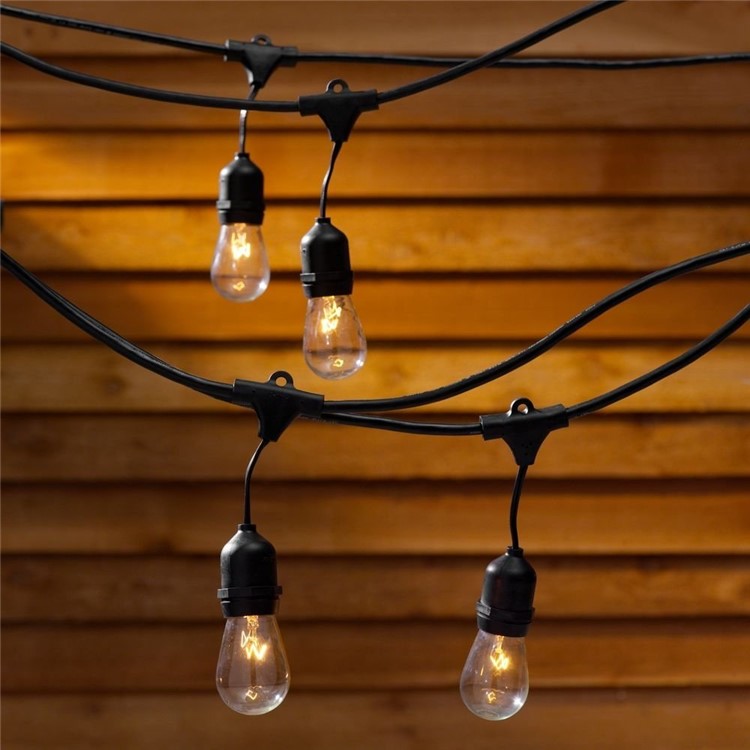 33 Feet Outdoor Weatherproof String Lights with 9 E26 Hanging Sockets for Patio, Garden, Festoon ...