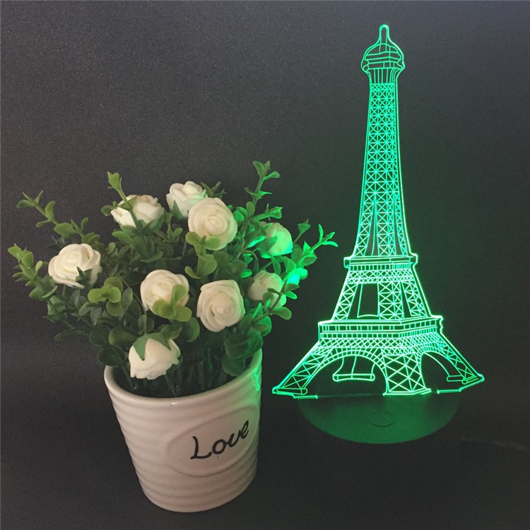 Creative 3D Eiffel Tower Illusion LED Night Light Acrylic Discoloration Colorful Atmosphere USB Table Lamp-2