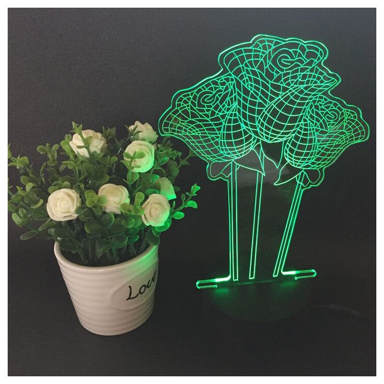 3D Creative 7-color Acrylic Rose Flower LED Night Light Touch Color Changing Atmosphere Lamp-4