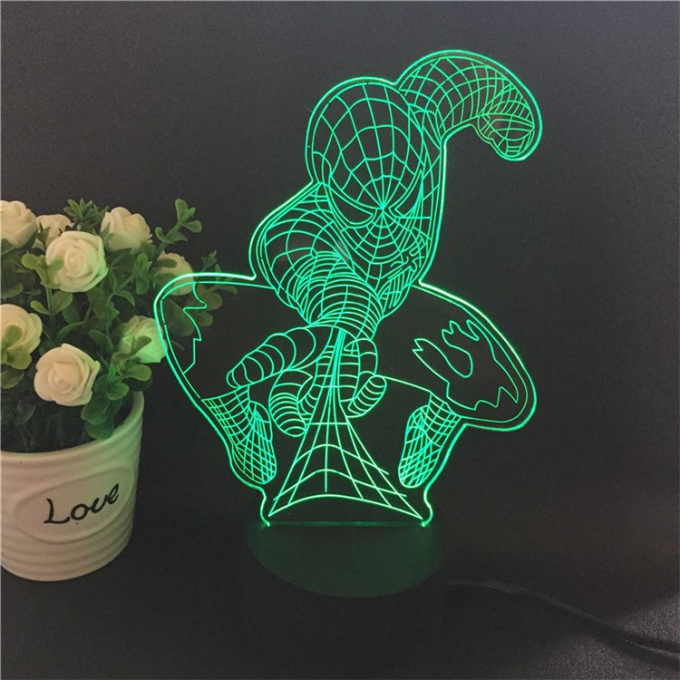 Creative 3D Spiderman Illusion LED Night Light Acrylic Colorful Atmosphere USB Table Lamp-2