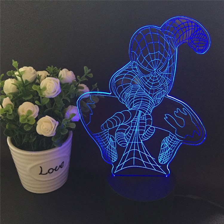 Creative 3D Spiderman Illusion LED Night Light Acrylic Colorful Atmosphere USB Table Lamp-4