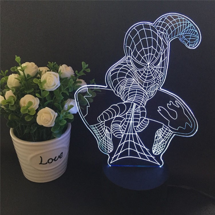 Creative 3D Spiderman Illusion LED Night Light Acrylic Colorful Atmosphere USB Table Lamp-8