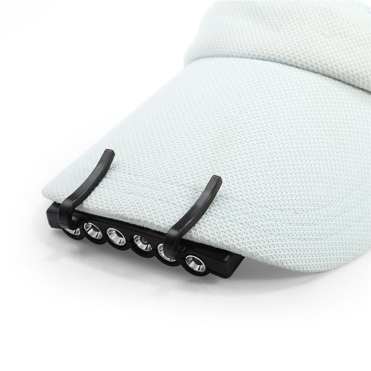 6 LED Hat Clip Light Hands Free Ball Cap Visor Light for Camping, Fishing, Home Use - Black-5