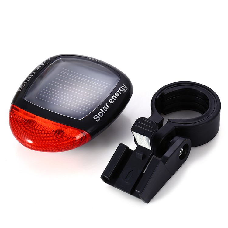 Solar Warning Bicycle Bike Tail Light Super Bright 2-LED Lamp Red Light - Black-2