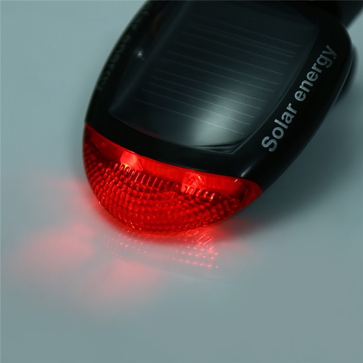 Solar Warning Bicycle Bike Tail Light Super Bright 2-LED Lamp Red Light - Black-4