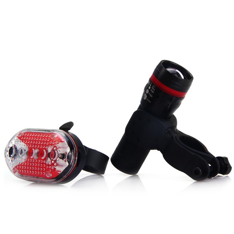 Bike Handlebar Light Set Front LED Torch + 5-LED Back Light - Red-5