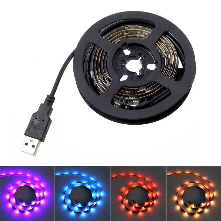 Flexible USB RGB LED Strip Light with Line-in Control (5V, 1 Meter) for Indoor Outdoor Decor-1