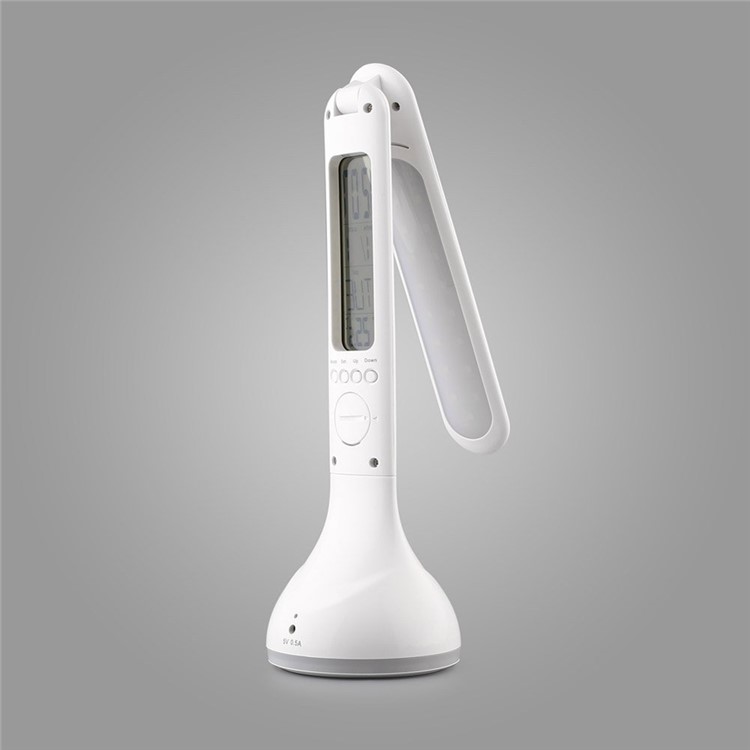 Dimmable LED Desk Lamp Eye-care Folding Atmosphere Night Light with Calendar/Time/Clock Alarm - White-1