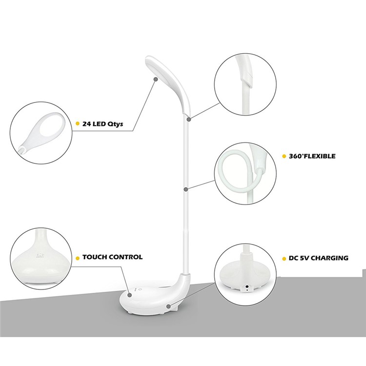 Q8 Creative Golf Cue Shape 360 Degree Rotary Dimmable USB Table Lamp Eye Car LED Desktop Light - White-7