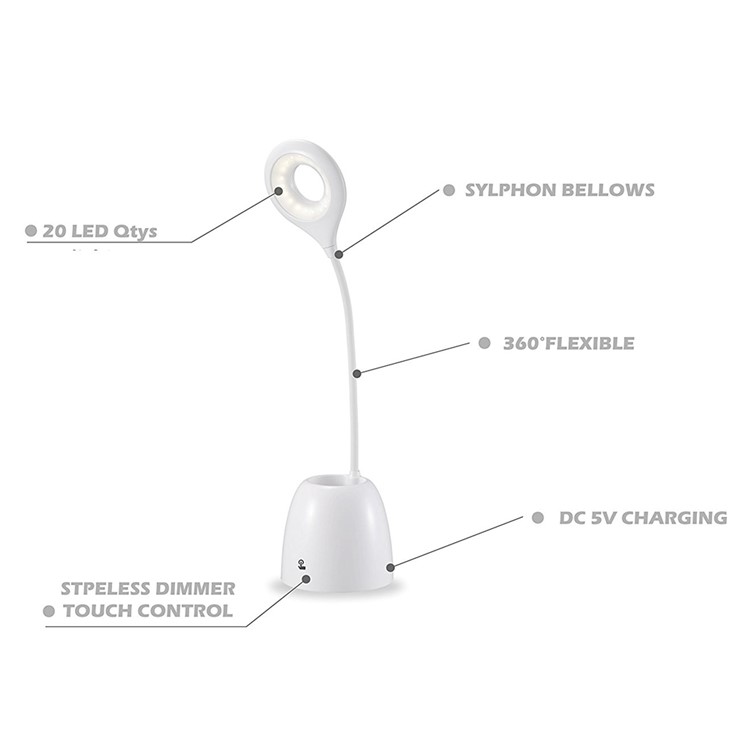 Q10 Eye Care LED Desk Lamps 360 Degree Flexible Gooseneck USB Energy Saving Lamp with Pen Holder-2