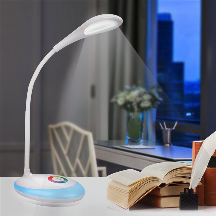 LD-06S 256 Colors LED Desk Lamp Adjustable 3 Level Brightness Colors Changing Base USB Lamp - White-1