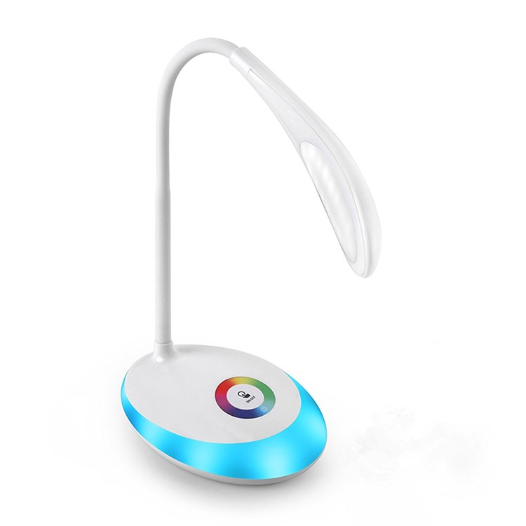 LD-06S 256 Colors LED Desk Lamp Adjustable 3 Level Brightness Colors Changing Base USB Lamp - White-2