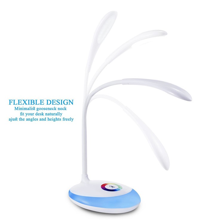 LD-06S 256 Colors LED Desk Lamp Adjustable 3 Level Brightness Colors Changing Base USB Lamp - White-6