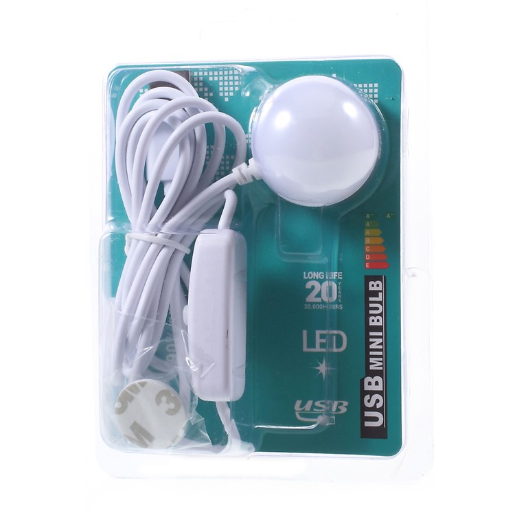 DC5V 2W Magnetic Mini USB Light Bulb LED Lamp with 1.5m Switch Cable - White-10