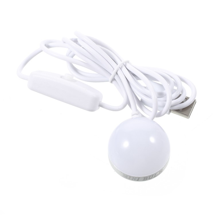 DC5V 2W Magnetic Mini USB Light Bulb LED Lamp with 1.5m Switch Cable - White-2