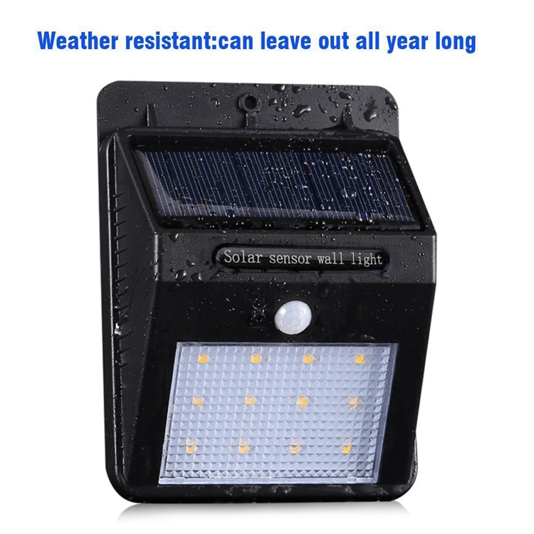 Outdoor Solar Motion Sensor Wall Light 12-LED IP65 Waterproof - White Light-10