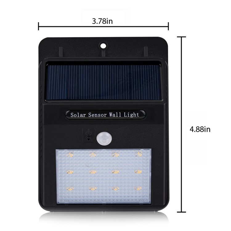 Outdoor Solar Motion Sensor Wall Light 12-LED IP65 Waterproof - White Light-11